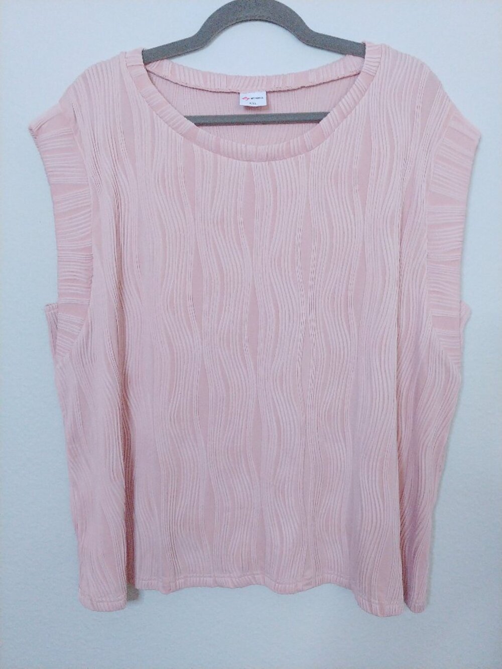 Wiholl Light Pink Textured Pleated Blouse Loose Fit Top
